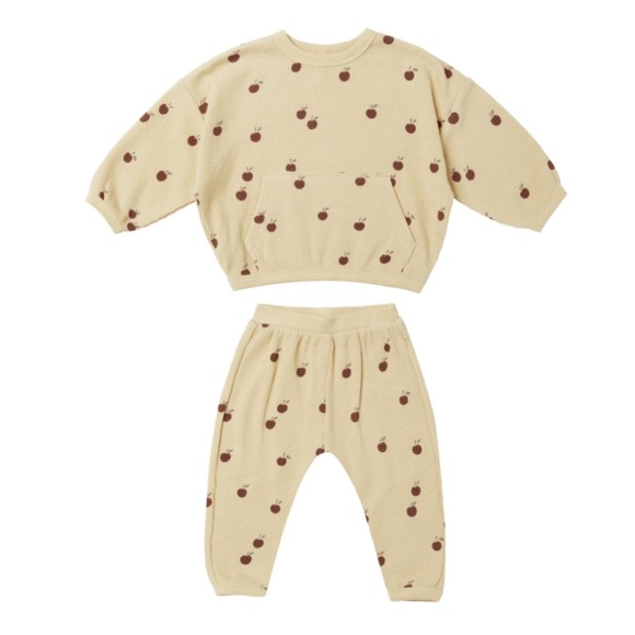 QUINCY MAE Waffle Knit Organic Cotton Sweater & Pants (Baby)BUTTER, Size 3-6M